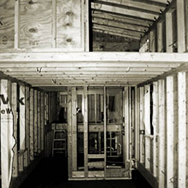 tiny house inside during construction
